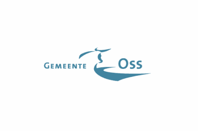 Kunstzinnig logo van Gemeente Oss met een stylisch zwaluw en golvende lijnen, representatief voor lokale identiteit en creatieve uitstraling.