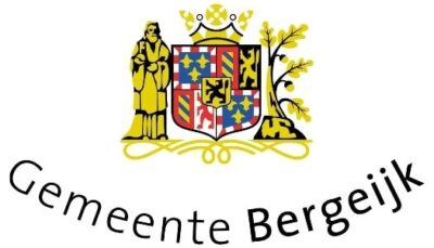 Een kleurrijk wapen van de gemeente Bergeijk met licht en grafische elementen.